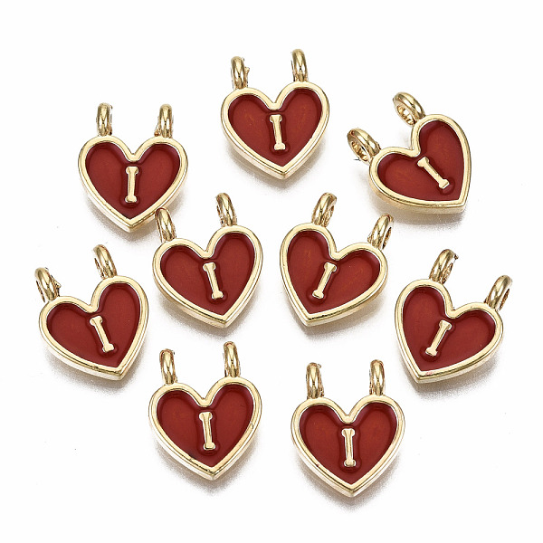 PandaHall Alloy Enamel Charms, Cadmium Free & Lead Free, Heart with Initial Letters, Light Gold, FireBrick, Letter.I, 14.5x11.5x4.5mm, Hole..., Red
PandaHall Alloy Enamel Charms, Cadmium Free & Lead Free, Heart with Initial Letters, Light Gold, FireBrick, Letter.I, 14.5x11.5x4.5mm, Hole..., Red