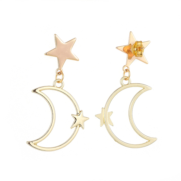 PandaHall Star & Moon Dangle Stud Earrings, with Alloy Pendants, Brass Stud Earring Findings and Ear Nuts, Golden, 40mm, Pin: 0.8mm Brass
PandaHall Star & Moon Dangle Stud Earrings, with Alloy Pendants, Brass Stud Earring Findings and Ear Nuts, Golden, 40mm, Pin: 0.8mm Brass