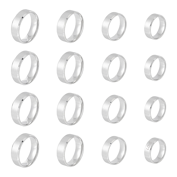 PandaHall Unicraftale 16Pcs 4 Size 201 Stainless Steel Plain Band Rings for Men Women, Matte Stainless Steel Color, US Size 10 3/4~14...
PandaHall Unicraftale 16Pcs 4 Size 201 Stainless Steel Plain Band Rings for Men Women, Matte Stainless Steel Color, US Size 10 3/4~14...