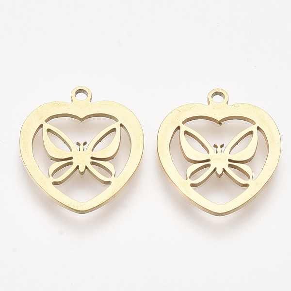 PandaHall 201 Stainless Steel Pendants, Laser Cut Pendants, Heart with Butterfly, Golden, 17.5x15.5x1mm, Hole: 1.4mm 201 Stainless Steel...
PandaHall 201 Stainless Steel Pendants, Laser Cut Pendants, Heart with Butterfly, Golden, 17.5x15.5x1mm, Hole: 1.4mm 201 Stainless Steel...