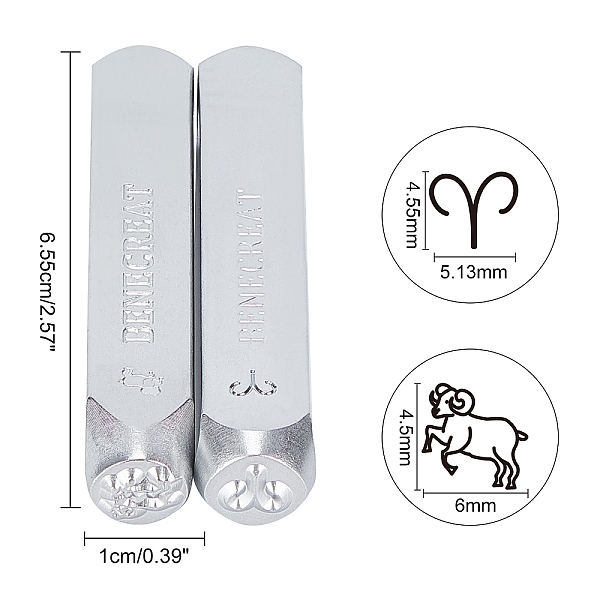 PandaHall Iron Seal Stamps, Stamping Tools, for Leather Craft, Aries, 65.5x10mm, 2 patterns, 1pc/pattern, 2pcs Iron Aries
PandaHall Iron Seal Stamps, Stamping Tools, for Leather Craft, Aries, 65.5x10mm, 2 patterns, 1pc/pattern, 2pcs Iron Aries