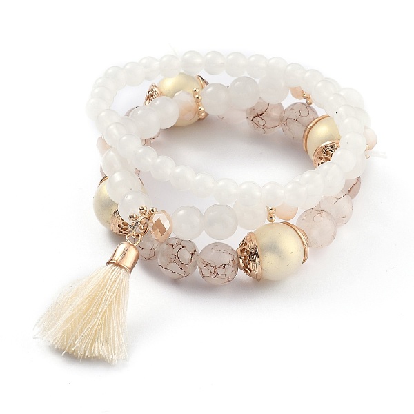 PandaHall Multi-layered Stretch Bracelets Sets, Stackable Bracelets, with Acrylic Beads, Golden Plated Alloy Spacer Beads and Yarn Tassel...
PandaHall Multi-layered Stretch Bracelets Sets, Stackable Bracelets, with Acrylic Beads, Golden Plated Alloy Spacer Beads and Yarn Tassel...