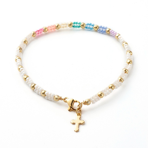 PandaHall Glass Seed Beaded Bracelet for Girl Women, Bracelet with Tiny Cross Charm, Golden, White, 7-1/2 inch(19cm) Glass White
PandaHall Glass Seed Beaded Bracelet for Girl Women, Bracelet with Tiny Cross Charm, Golden, White, 7-1/2 inch(19cm) Glass White