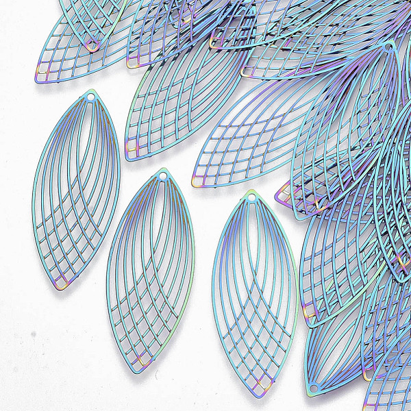 PandaHall Ion Plating(IP) 201 Stainless Steel Filigree Pendants, Etched Metal Embellishments, Rice, Rainbow Color, 40x16x0.3mm, Hole: 1.2mm...
PandaHall Ion Plating(IP) 201 Stainless Steel Filigree Pendants, Etched Metal Embellishments, Rice, Rainbow Color, 40x16x0.3mm, Hole: 1.2mm...