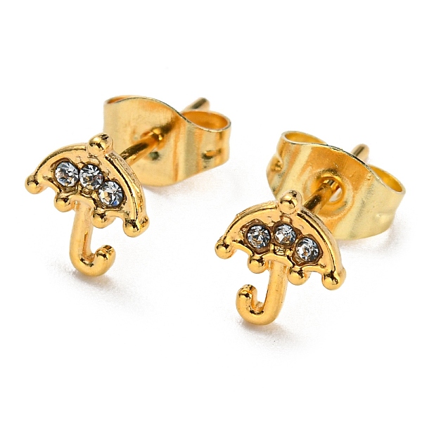 PandaHall Vacuum Plating 304 Stainless Steel Stud Earrings with Rhinestone for Women, Umbrella, Golden, 7x6mm Rhinestone Umbrella
PandaHall Vacuum Plating 304 Stainless Steel Stud Earrings with Rhinestone for Women, Umbrella, Golden, 7x6mm Rhinestone Umbrella