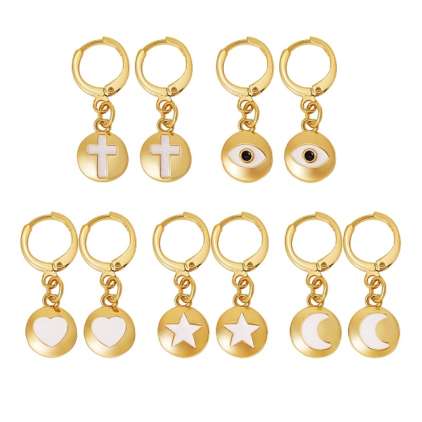PandaHall 5Pairs 5 Styles Brass Huggie Hoop Earrings, with Enamel, Flat Round with Mixed Patterns, Real 18K Gold Plated, 25~26mm, Pin: 0.9mm..., Multicolor
PandaHall 5Pairs 5 Styles Brass Huggie Hoop Earrings, with Enamel, Flat Round with Mixed Patterns, Real 18K Gold Plated, 25~26mm, Pin: 0.9mm..., Multicolor