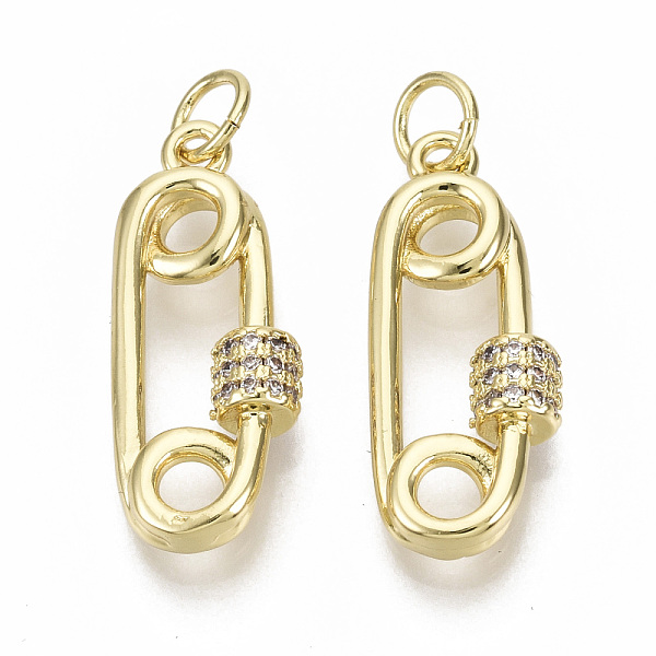 PandaHall Brass Micro Pave Clear Cubic Zirconia Pendants, with Jump Rings, Safety Pin Shape, Nickel Free, Real 18K Gold Plated, 22x9x4mm...
PandaHall Brass Micro Pave Clear Cubic Zirconia Pendants, with Jump Rings, Safety Pin Shape, Nickel Free, Real 18K Gold Plated, 22x9x4mm...