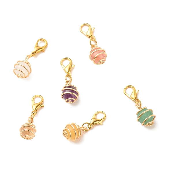 PandaHall Round Gemstone Spiral Bead Cage Pendant Decorations, Lobster Clasp Charms, for Keychain, Purse, Backpack Ornament, 29mm, 6pcs/set...
PandaHall Round Gemstone Spiral Bead Cage Pendant Decorations, Lobster Clasp Charms, for Keychain, Purse, Backpack Ornament, 29mm, 6pcs/set...