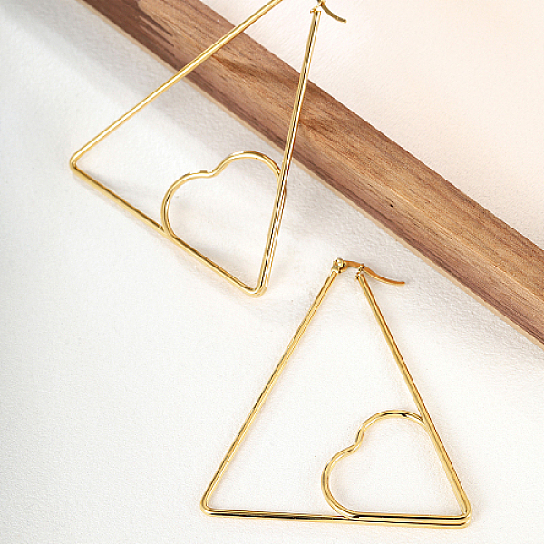 PandaHall Stainless Steel Hoop Earring for Women, Real 18K Gold Plated, Triangle, 70x57mm Stainless Steel Triangle
PandaHall Stainless Steel Hoop Earring for Women, Real 18K Gold Plated, Triangle, 70x57mm Stainless Steel Triangle