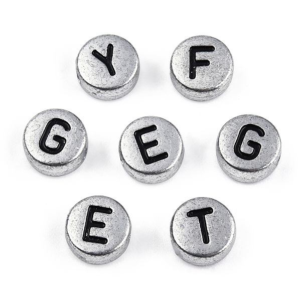 PandaHall Silver Color Plated Acrylic Horizontal Hole Letter Beads, Flat Round, Random Mixed Letters, 7x3.5mm, Hole: 1.2mm, about...
PandaHall Silver Color Plated Acrylic Horizontal Hole Letter Beads, Flat Round, Random Mixed Letters, 7x3.5mm, Hole: 1.2mm, about...