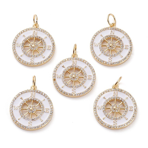 PandaHall Brass Micro Pave Clear Cubic Zirconia Pendants, with White Enamel & Jump Rings, Flat Round with Compass, Real 18K Gold Plated...
PandaHall Brass Micro Pave Clear Cubic Zirconia Pendants, with White Enamel & Jump Rings, Flat Round with Compass, Real 18K Gold Plated...