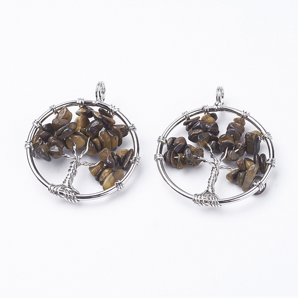 PandaHall Natural Tiger Eye Pendants, with Brass Findings, Flat Round with Tree of Life, Platinum, 29x5~7mm, Hole: 4.5mm Tiger Eye Flat...
PandaHall Natural Tiger Eye Pendants, with Brass Findings, Flat Round with Tree of Life, Platinum, 29x5~7mm, Hole: 4.5mm Tiger Eye Flat...