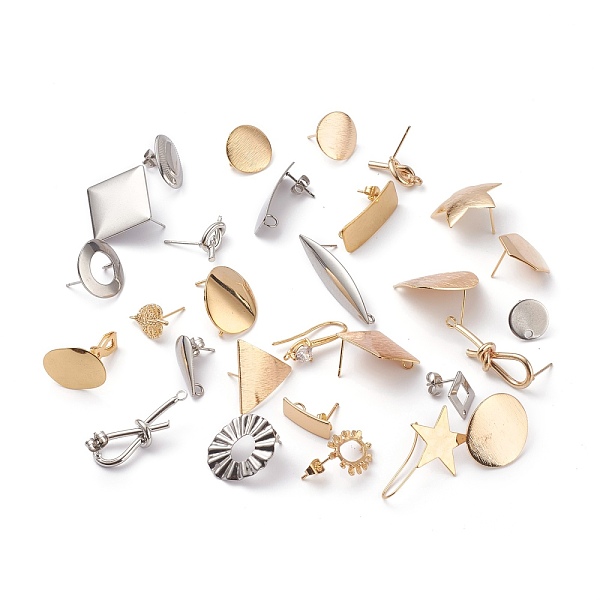 PandaHall Stainless Steel & Brass Stud Earring Findings, Mixed Shapes, Mixed Style, Mixed Color, 14.5~39x9~29mm, Hole: 0.6mm, Pin: 0.8mm...
PandaHall Stainless Steel & Brass Stud Earring Findings, Mixed Shapes, Mixed Style, Mixed Color, 14.5~39x9~29mm, Hole: 0.6mm, Pin: 0.8mm...