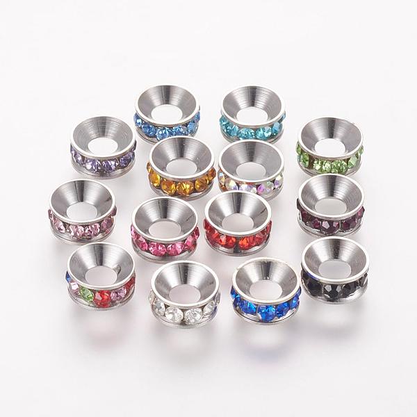 PandaHall Brass Spacer Beads with Grade A Rhinestone, Flat Round, Mixed Color, Platinum, 13x4.5mm, Hole: 6.5mm Brass+Rhinestone Flat Round..., Multicolor
PandaHall Brass Spacer Beads with Grade A Rhinestone, Flat Round, Mixed Color, Platinum, 13x4.5mm, Hole: 6.5mm Brass+Rhinestone Flat Round..., Multicolor