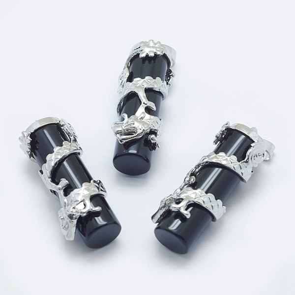 PandaHall Natural Obsidian Pendants, with Brass Findings, Column with Dragon, Platinum, 40.5~41.5x14x15mm, Hole: 3.5x5mm Obsidian Column
PandaHall Natural Obsidian Pendants, with Brass Findings, Column with Dragon, Platinum, 40.5~41.5x14x15mm, Hole: 3.5x5mm Obsidian Column