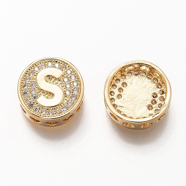 PandaHall Golden Plated Brass Micro Pave Cubic Zirconia Multi-Strand Links, Flat Round with Letter, Letter.S, 12x4.5mm, Hole: 2mm..., Clear
PandaHall Golden Plated Brass Micro Pave Cubic Zirconia Multi-Strand Links, Flat Round with Letter, Letter.S, 12x4.5mm, Hole: 2mm..., Clear