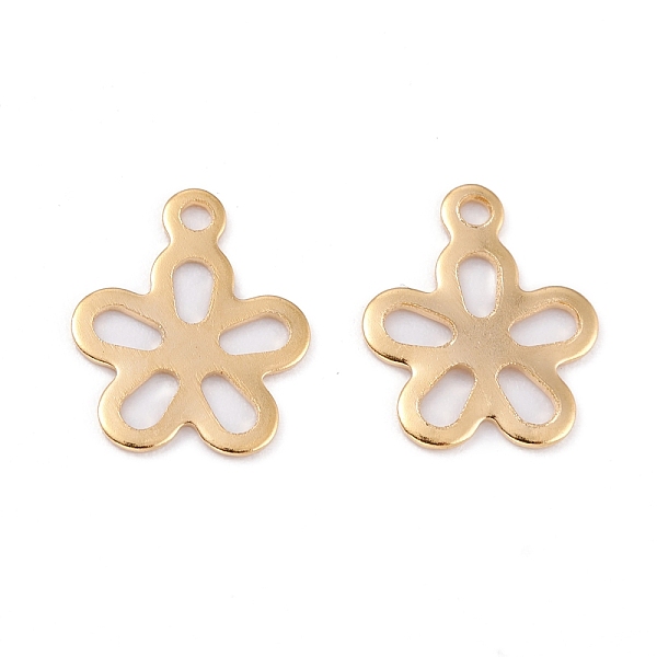 PandaHall 201 Stainless Steel Charms, Laser Cut, Hollow, Flower, Real 18k Gold Plated, 13.5x11x0.8mm, Hole: 1.4mm 201 Stainless Steel Flower
PandaHall 201 Stainless Steel Charms, Laser Cut, Hollow, Flower, Real 18k Gold Plated, 13.5x11x0.8mm, Hole: 1.4mm 201 Stainless Steel Flower