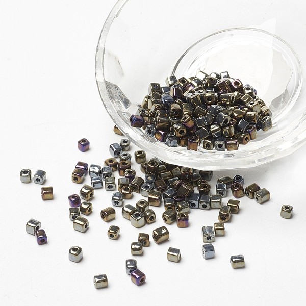 PandaHall Plated Glass Seed Beads, Round Hole, Cube, Black Plated, 3~7x3x3mm, Hole: 0.5mm, about 4500pcs/bag, 440~450g/bag Glass Cube
PandaHall Plated Glass Seed Beads, Round Hole, Cube, Black Plated, 3~7x3x3mm, Hole: 0.5mm, about 4500pcs/bag, 440~450g/bag Glass Cube