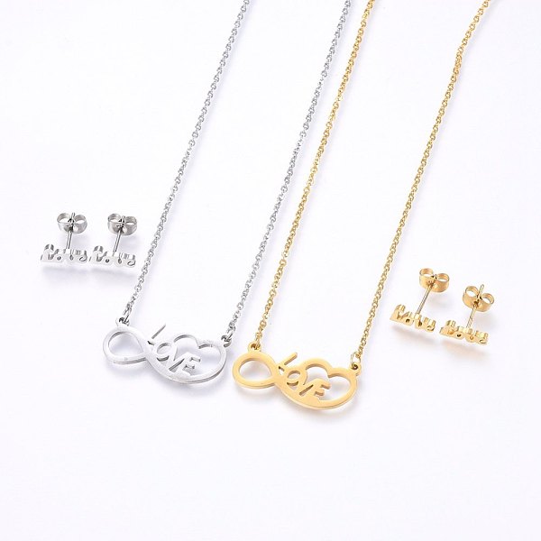 PandaHall 304 Stainless Steel Jewelry Sets, Stud Earrings and Pendant Necklaces, Infinity with Word Love, Mixed Color, Necklace: 18.9 inch..., Multicolor
PandaHall 304 Stainless Steel Jewelry Sets, Stud Earrings and Pendant Necklaces, Infinity with Word Love, Mixed Color, Necklace: 18.9 inch..., Multicolor
