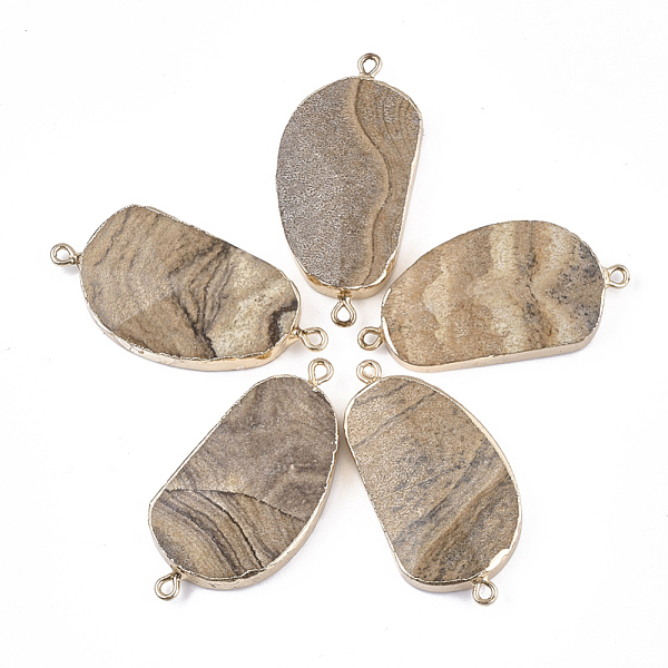 PandaHall Electroplate Natural Picture Jasper Links Connectors, with Golden Iron Findings, Nuggets, 42~46x23.5x7~9mm, Hole: 1.8mm Picture...
PandaHall Electroplate Natural Picture Jasper Links Connectors, with Golden Iron Findings, Nuggets, 42~46x23.5x7~9mm, Hole: 1.8mm Picture...