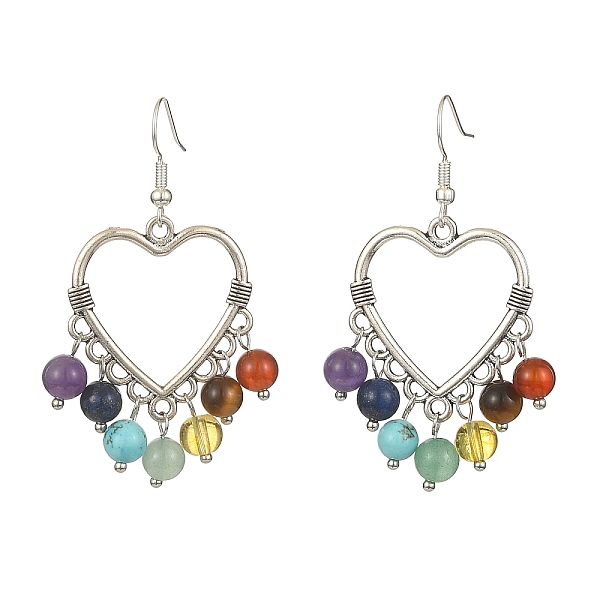 PandaHall Natural & Synthetic Mixed Gemstone Chandelier Earrings, Tibetan Style Alloy Long Drop Earrings, Heart, 56x32mm Mixed Stone Heart
PandaHall Natural & Synthetic Mixed Gemstone Chandelier Earrings, Tibetan Style Alloy Long Drop Earrings, Heart, 56x32mm Mixed Stone Heart