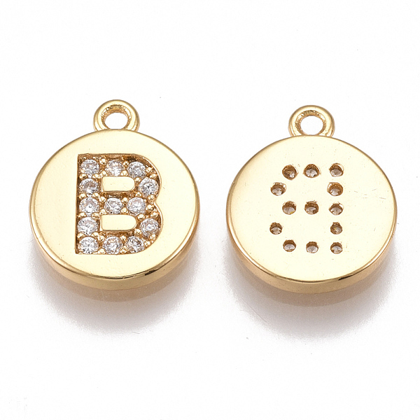 PandaHall Brass Cubic Zirconia Charms, Flat Round with Letter, Nickel Free, Real 18K Gold Plated, Clear, Letter.B, 12x10x2mm, Hole: 1mm...
PandaHall Brass Cubic Zirconia Charms, Flat Round with Letter, Nickel Free, Real 18K Gold Plated, Clear, Letter.B, 12x10x2mm, Hole: 1mm...