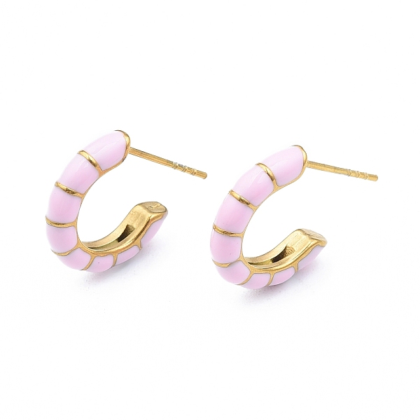 PandaHall Enamel C-shape Stud Earrings, Gold Plated 304 Stainless Steel Half Hoop Earrings for Women, with Ear Nuts, Pink, 18x16x3.5mm, Pin...
PandaHall Enamel C-shape Stud Earrings, Gold Plated 304 Stainless Steel Half Hoop Earrings for Women, with Ear Nuts, Pink, 18x16x3.5mm, Pin...