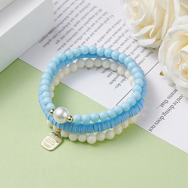 PandaHall 3Pcs Handmade Polymer Clay Heishi Surfer Stretch Bracelets Set with Glass Pearl, Preppy Bracelets with Alloy Word Charms for Women...
PandaHall 3Pcs Handmade Polymer Clay Heishi Surfer Stretch Bracelets Set with Glass Pearl, Preppy Bracelets with Alloy Word Charms for Women...