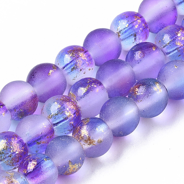 PandaHall Frosted Spray Painted Glass Beads Strands, with Golden Foil, Round, Blue Violet, 4~5mm, Hole: 0.9~1.2mm, about 95~103pcs/Strand..., Purple
PandaHall Frosted Spray Painted Glass Beads Strands, with Golden Foil, Round, Blue Violet, 4~5mm, Hole: 0.9~1.2mm, about 95~103pcs/Strand..., Purple