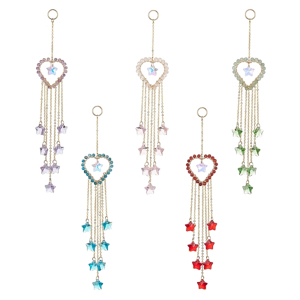 PandaHall Natural Gemstone Heart Pendant Decorations, with Star Glass Beads and 304 Stainless Steel Split Rings, 216mm Mixed Stone Heart..., Multicolor
PandaHall Natural Gemstone Heart Pendant Decorations, with Star Glass Beads and 304 Stainless Steel Split Rings, 216mm Mixed Stone Heart..., Multicolor