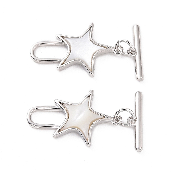 PandaHall Natural White Shell Toggle Clasps, with Brass Findings, Star, Platinum, Bar: 15.5x4x2mm, Hole: 1mm, Star: 23.5x15x3mm, Hole...
PandaHall Natural White Shell Toggle Clasps, with Brass Findings, Star, Platinum, Bar: 15.5x4x2mm, Hole: 1mm, Star: 23.5x15x3mm, Hole...