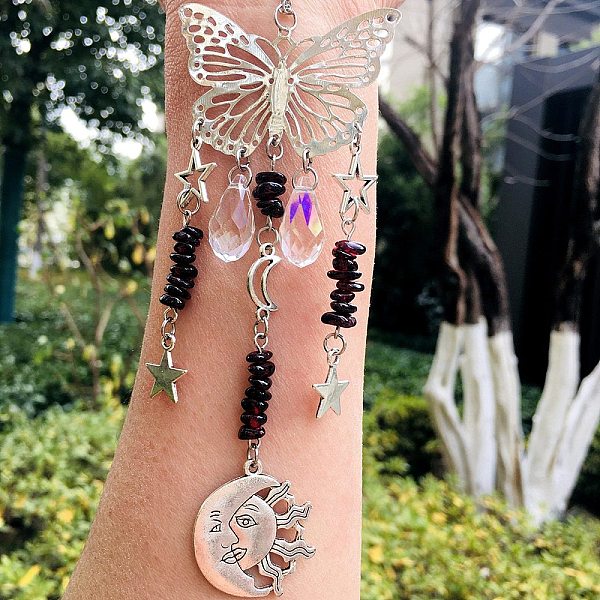 PandaHall Teardrop Glass & Metal Butterfly Pendant Decorations, Hanging Suncatchers, with Natural Garnet Chips, for Home Decoration...
PandaHall Teardrop Glass & Metal Butterfly Pendant Decorations, Hanging Suncatchers, with Natural Garnet Chips, for Home Decoration...
