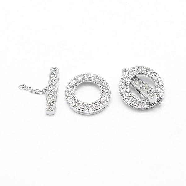 PandaHall Brass Toggle Clasps, with Cubic Zirconia, Cadmium Free & Nickel Free & Lead Free, Real Platinum Plated, Ring: 17x3mm, Hole: 1x5mm...
PandaHall Brass Toggle Clasps, with Cubic Zirconia, Cadmium Free & Nickel Free & Lead Free, Real Platinum Plated, Ring: 17x3mm, Hole: 1x5mm...
