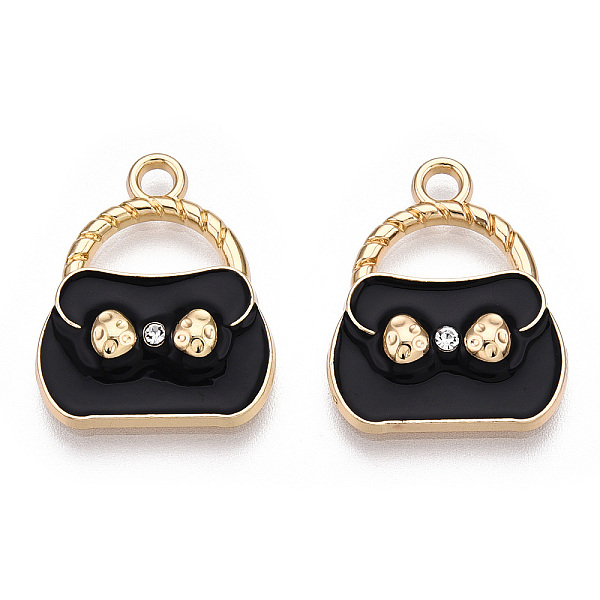 PandaHall Alloy Enamel Pendants, with Crystal Rhinestone, Light Gold, Bag, Black, 19x16x3mm, Hole: 2mm Alloy+Enamel Bag Black
PandaHall Alloy Enamel Pendants, with Crystal Rhinestone, Light Gold, Bag, Black, 19x16x3mm, Hole: 2mm Alloy+Enamel Bag Black