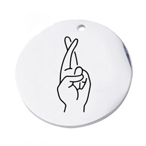 PandaHall 304 Stainless Steel Pendants, ASL Pendants, Flat Round with Gesture Language, Stainless Steel Color, Hand Heart, 25x2mm, Hole: 2mm...
PandaHall 304 Stainless Steel Pendants, ASL Pendants, Flat Round with Gesture Language, Stainless Steel Color, Hand Heart, 25x2mm, Hole: 2mm...