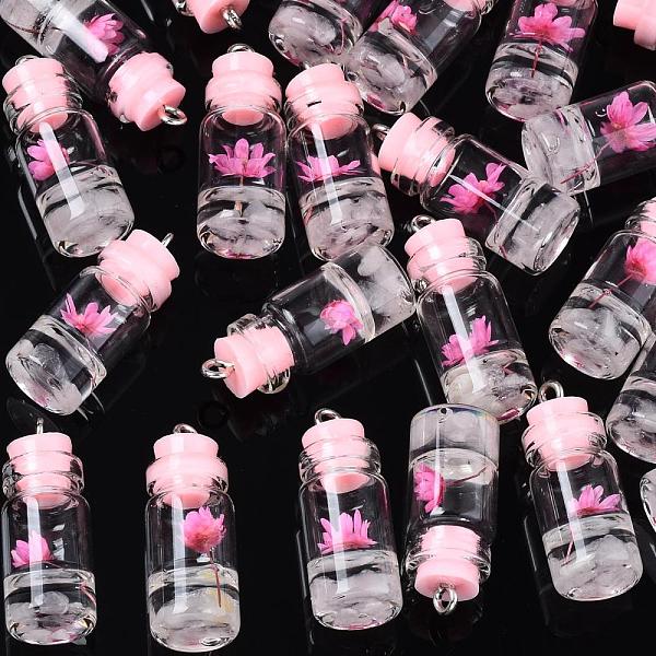 PandaHall Glass Bottle Pendant Decorations, with Natural Rose Quartz & Dried Flower, Resin Tampions and Platinum Plated Iron Findings..., Pink
PandaHall Glass Bottle Pendant Decorations, with Natural Rose Quartz & Dried Flower, Resin Tampions and Platinum Plated Iron Findings..., Pink