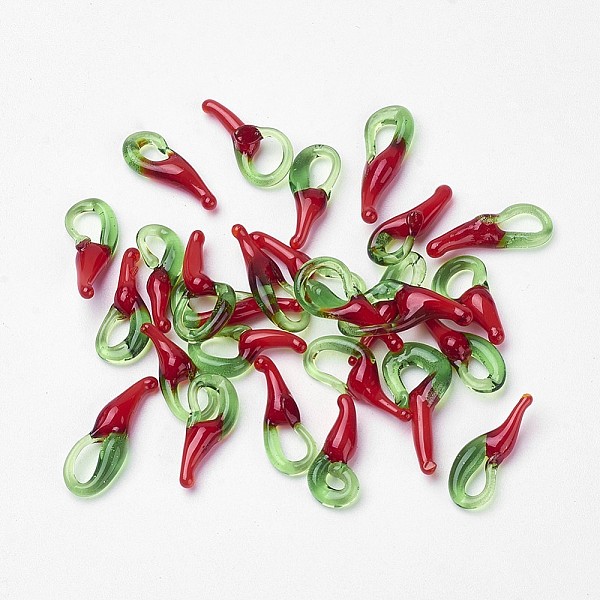 PandaHall Handmade Lampwork Pendants, Hot Pepper, Red, 14~17x6x4mm, Hole: 2mm Lampwork Vegetables Red
PandaHall Handmade Lampwork Pendants, Hot Pepper, Red, 14~17x6x4mm, Hole: 2mm Lampwork Vegetables Red