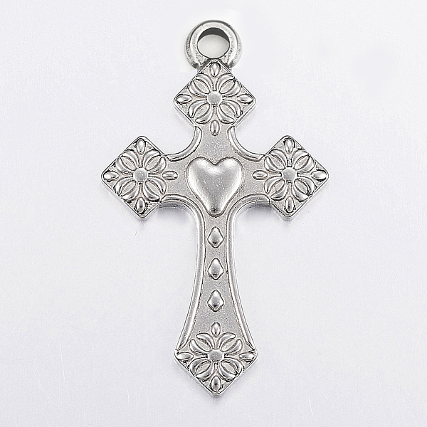 PandaHall 304 Stainless Steel Pendants, Cross with Heart, Stainless Steel Color, 50x31x3mm, Hole: 2.5mm 304 Stainless Steel Cross
PandaHall 304 Stainless Steel Pendants, Cross with Heart, Stainless Steel Color, 50x31x3mm, Hole: 2.5mm 304 Stainless Steel Cross