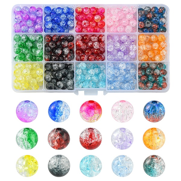 PandaHall 420Pcs 15 Colors Transparent Crackle Acrylic Beads, Round, Mixed Color, 8x7.5mm, Hole: 1.8mm, 28pcs/color Acrylic Round Multicolor
PandaHall 420Pcs 15 Colors Transparent Crackle Acrylic Beads, Round, Mixed Color, 8x7.5mm, Hole: 1.8mm, 28pcs/color Acrylic Round Multicolor