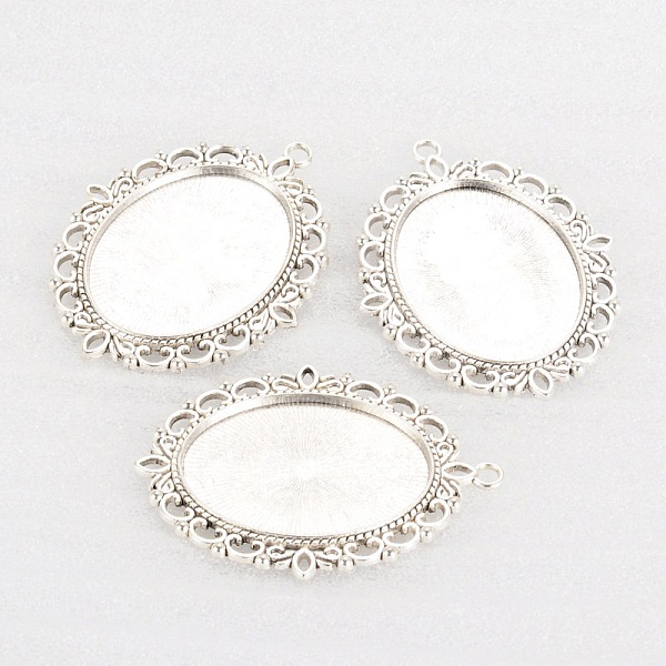 PandaHall Tibetan Style Oval Pendant Cabochon Settings, Cadmium Free & Lead Free, Antique Silver, Tray: 40x30mm, 61x48x3mm, Hole: 3mm Alloy...
PandaHall Tibetan Style Oval Pendant Cabochon Settings, Cadmium Free & Lead Free, Antique Silver, Tray: 40x30mm, 61x48x3mm, Hole: 3mm Alloy...