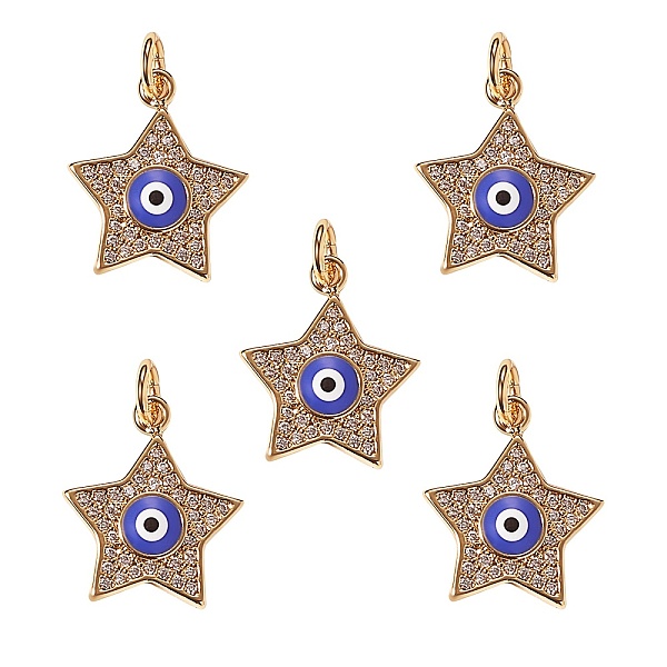 PandaHall 5Pcs Brass Micro Pave Cubic Zirconia Pendants, with Enamel, Long-Lasting Plated, Star with Evil Eye, Real 18K Gold Plated...
PandaHall 5Pcs Brass Micro Pave Cubic Zirconia Pendants, with Enamel, Long-Lasting Plated, Star with Evil Eye, Real 18K Gold Plated...