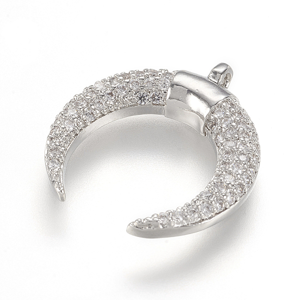 PandaHall Brass Micro Pave Cubic Zirconia Pendants, Crescent Moon/Double Horn, Real Platinum Plated, 18x17x3mm, Hole: 1mm Brass+Cubic..., Clear
PandaHall Brass Micro Pave Cubic Zirconia Pendants, Crescent Moon/Double Horn, Real Platinum Plated, 18x17x3mm, Hole: 1mm Brass+Cubic..., Clear