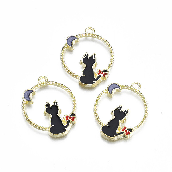 PandaHall Alloy Enamel Pendants, Cadmium Free & Lead Free, Flat Round with Cat, Black, 28x22x2mm, Hole: 1.8mm Alloy+Enamel Flat Round Black
PandaHall Alloy Enamel Pendants, Cadmium Free & Lead Free, Flat Round with Cat, Black, 28x22x2mm, Hole: 1.8mm Alloy+Enamel Flat Round Black