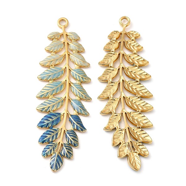 PandaHall 304 Stainless Steel Enamel Big Pendants, Real 18K Gold Plated, Leaf Charm, Steel Blue, 60x20x2mm, Hole: 2.5mm Stainless...
PandaHall 304 Stainless Steel Enamel Big Pendants, Real 18K Gold Plated, Leaf Charm, Steel Blue, 60x20x2mm, Hole: 2.5mm Stainless...