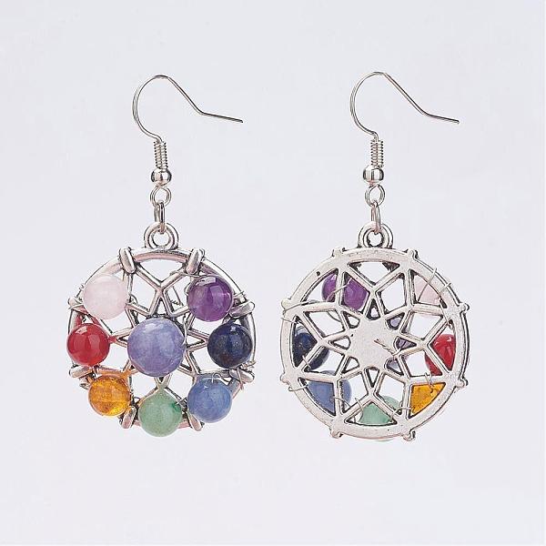 PandaHall Alloy Dangle Earrings, with Gemstone Beads and Brass Earring Hooks, Antique Silver and Platinum, Flat Round, 51mm, Pin: 0.6mm...
PandaHall Alloy Dangle Earrings, with Gemstone Beads and Brass Earring Hooks, Antique Silver and Platinum, Flat Round, 51mm, Pin: 0.6mm...