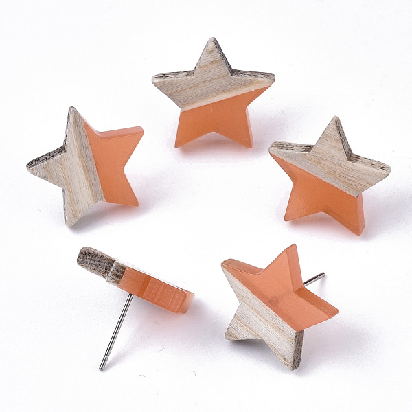 PandaHall Transparent Resin & Wood Stud Earrings, with 304 Stainless Steel Pin, Star, Coral, 17x18mm, Pin: 0.7mm Resin Star Red
PandaHall Transparent Resin & Wood Stud Earrings, with 304 Stainless Steel Pin, Star, Coral, 17x18mm, Pin: 0.7mm Resin Star Red