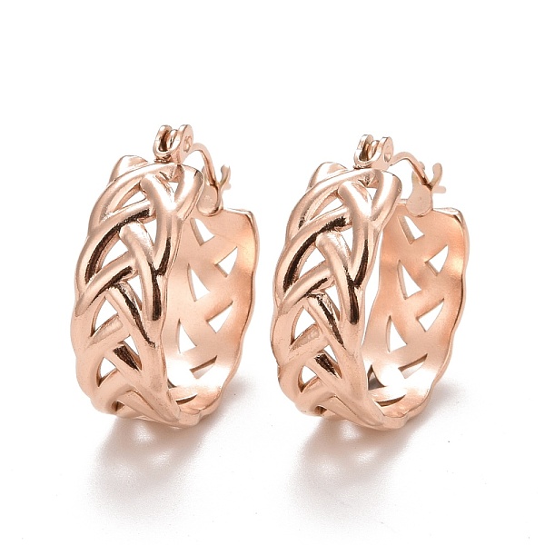 PandaHall Ion Plating(IP) Braided 304 Stainless Steel Hoop Earrings for Women, Rose Gold, 20.5x20x7mm, Pin: 0.6mm 304 Stainless Steel Others
PandaHall Ion Plating(IP) Braided 304 Stainless Steel Hoop Earrings for Women, Rose Gold, 20.5x20x7mm, Pin: 0.6mm 304 Stainless Steel Others