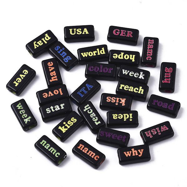 PandaHall Opaque Acrylic Beads, with Fluorescent Powder, Rectangle with Words, Mixed Color, 15x7~8x5mm, Hole: 3mm, about 1900pc/500g Acrylic..., Multicolor
PandaHall Opaque Acrylic Beads, with Fluorescent Powder, Rectangle with Words, Mixed Color, 15x7~8x5mm, Hole: 3mm, about 1900pc/500g Acrylic..., Multicolor