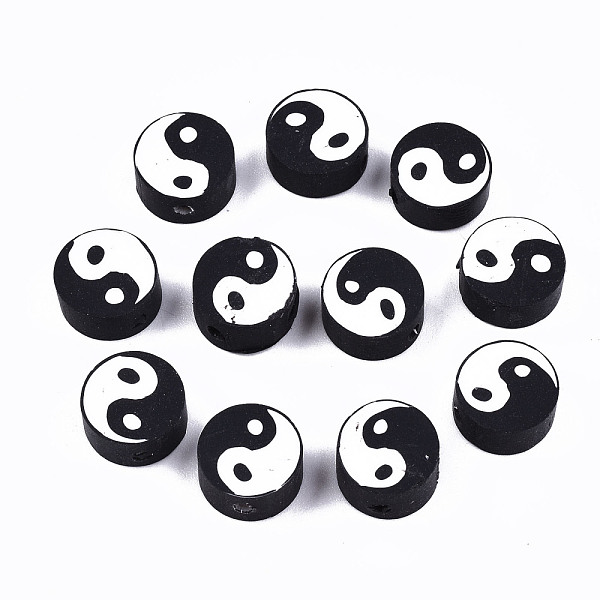 PandaHall Handmade Polymer Clay Beads, Flat Round with Yin Yang, Black, 9~10x9~10x4~7mm, Hole: 2mm Polymer Clay Flat Round Black
PandaHall Handmade Polymer Clay Beads, Flat Round with Yin Yang, Black, 9~10x9~10x4~7mm, Hole: 2mm Polymer Clay Flat Round Black