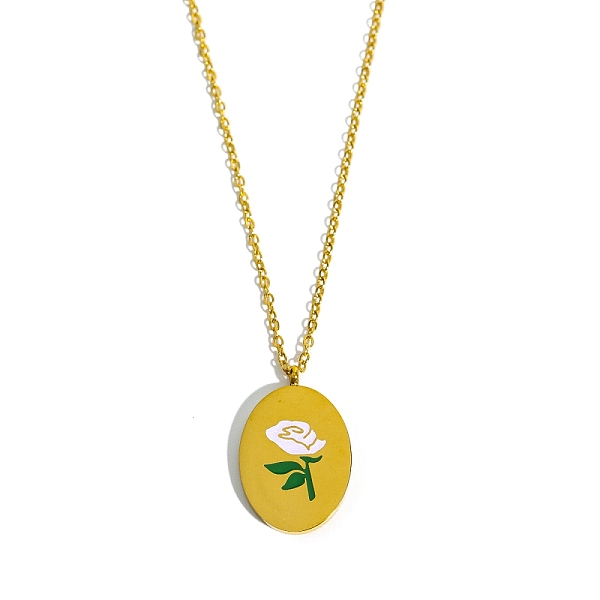 PandaHall Birth Month Flower Style Titanium Steel Oval Pendant Necklace, Golden, June Rose, 15.75 inch(40cm) Titanium Steel June Rose
PandaHall Birth Month Flower Style Titanium Steel Oval Pendant Necklace, Golden, June Rose, 15.75 inch(40cm) Titanium Steel June Rose